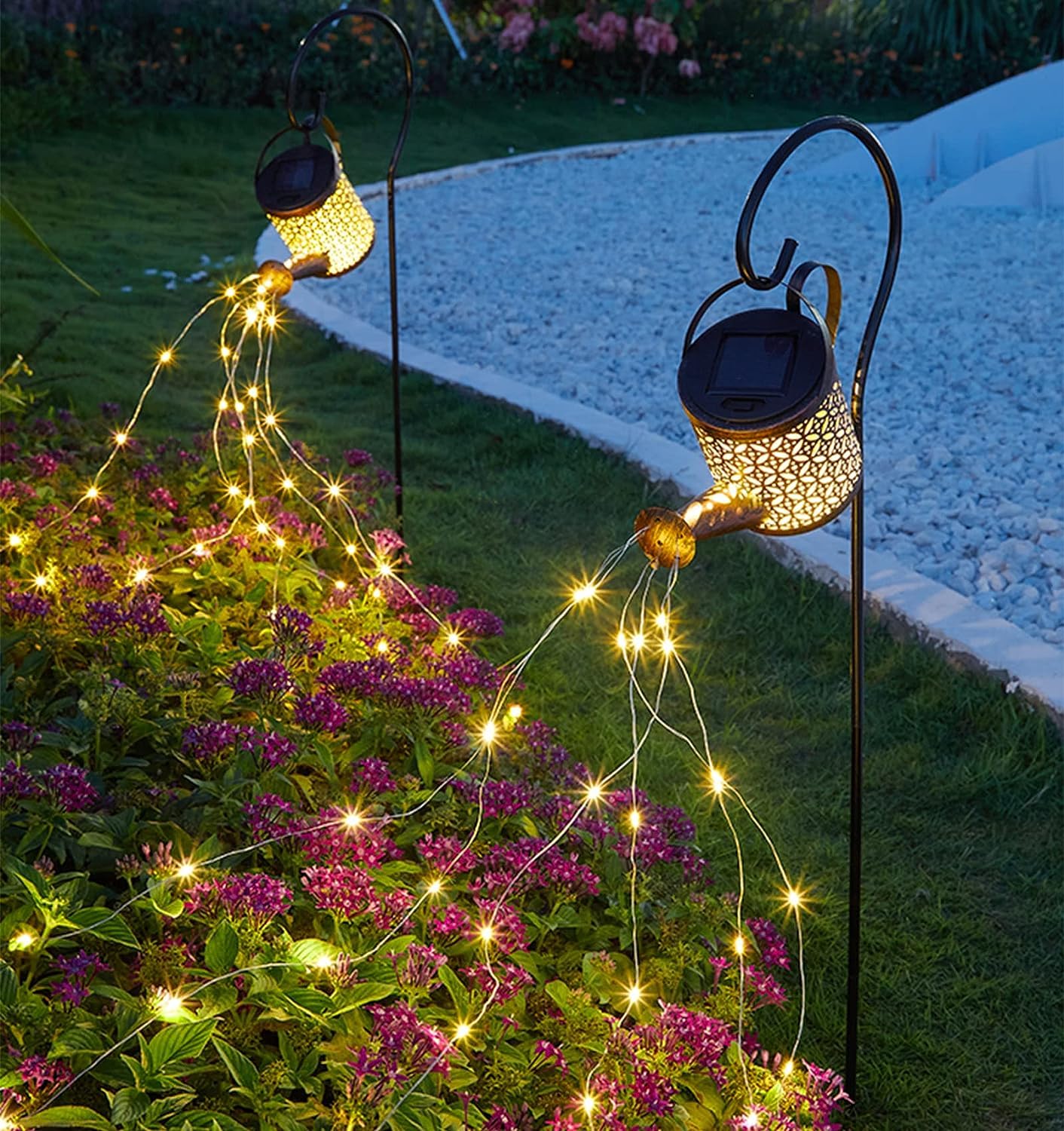 Amazon.co.jp: ソーラーじょうろライト 2個セット スタンド付 ジョウロ